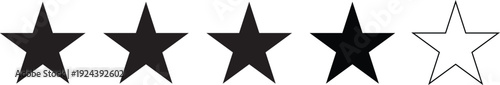Vector 4 star rating symbol with one empty star for customer feedback and review