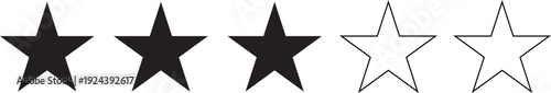 Vector 3 star rating symbol with two empty stars for customer satisfaction and feedback
