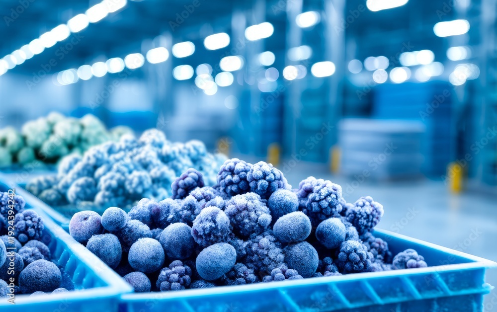 custom made wallpaper toronto digitalChilled Frozen Vegetables in Warehouse Storage with Blue Lighting Effects