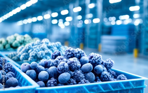 Wallpaper Mural Chilled Frozen Vegetables in Warehouse Storage with Blue Lighting Effects Torontodigital.ca