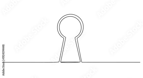 Keyhole Isolated on White Background Minimalist Line Art