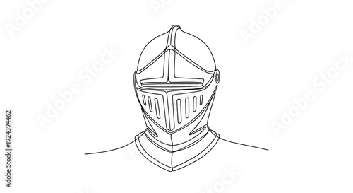 Medieval Knight Helmet Illustration Isolated on White Background