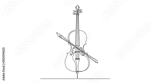 Violin and Bow on Stand Isolated on White Background