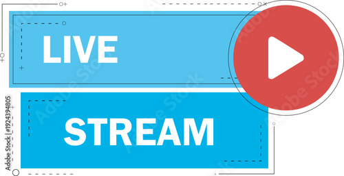 Icon representing a live streaming session with play button overlay Vector illustration.