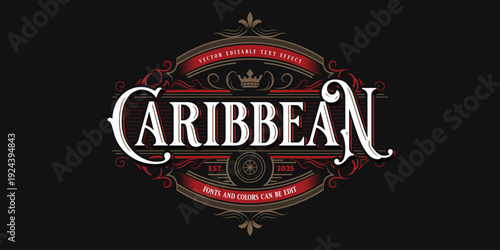Caribbean text effect, Vintage editable text style