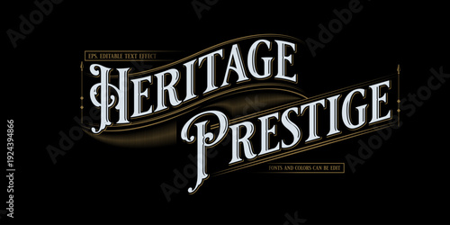 Heritage text effect, Vintage victroian editable text style