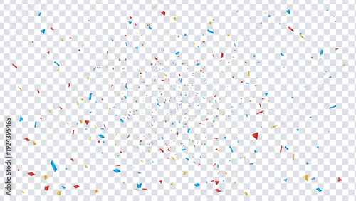 A vibrant confetti explosion against a light background with scattered colorful pieces  Vector illustration.