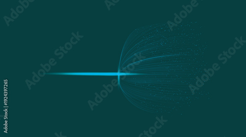 Abstract light beam emanating from a central point in a dark space Vector illustration.