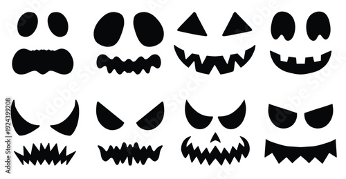 Collection of various halloween jack o lantern face stencils