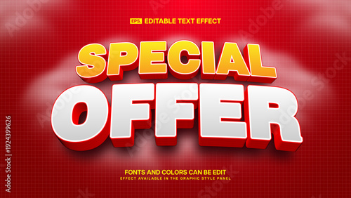 Special offer text effect, 3d sale editable text trendy style