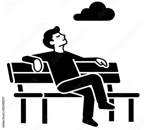 Midday Park Bench Relaxation Silhouette Vector
