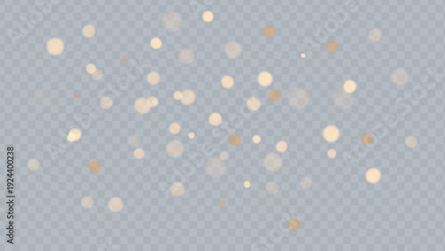 A serene digital background featuring scattered golden and white circular particles on a light grey canvas Vector illustration.