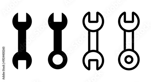 Adjustable wrench icon set. Vector flat icons.