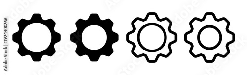 Gear set. Vector flat black icon isolated on white background.