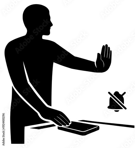 Midday Digital Detox Silhouette With Muted Notification Vector
