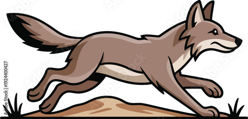 Coyote clipart running wild animal in minimalist flat style art