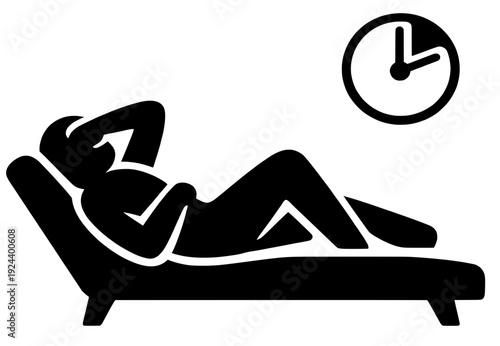 Midday Power Nap Silhouette With Clock Vector
