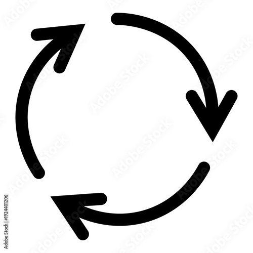 回転するモノクロ矢印のアイコン