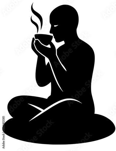 Evening Herbal Tea Silhouette With Steam Vector
