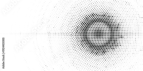 Monochrome Pixel Circle Burst Abstract Background Vector for Modern Technology Themes, Ideal for AI dashboards, data visualization, fintech apps, business presentations and clean web interfaces