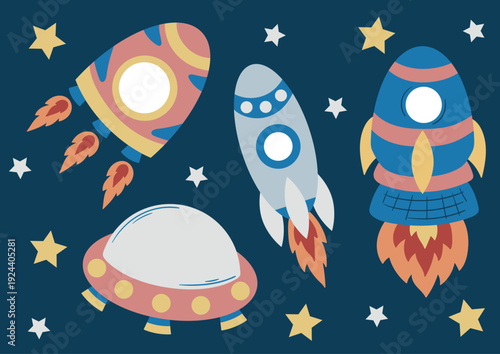 Set of cute illustration. Perfect for kids designs, posters, stickers