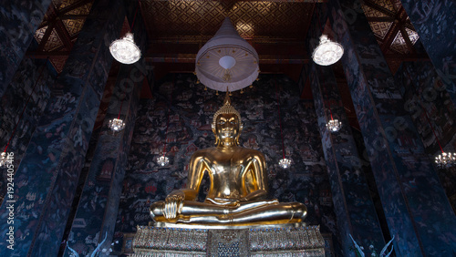 Phra Sri Sakyamuni Buddha at Wat Suthat, Bangkok, Kingdom of Thailand.