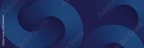 Abstract blue background with blue glowing diagonal geometric lines. Modern shiny blue rounded rectangle lines pattern. Minimalist graphic design. Futuristic technology concept