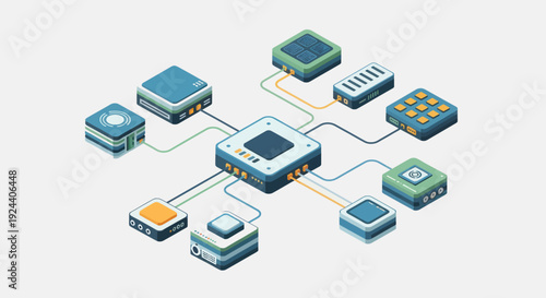 Abstract network of interconnected digital devices and servers.