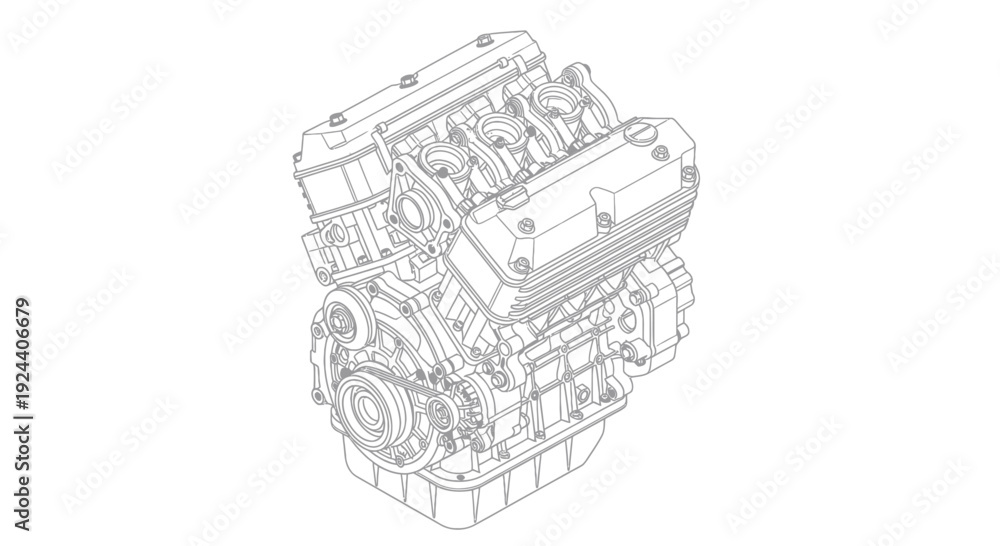 Obraz premium Detailed Mechanical Engine Blueprint Illustration.