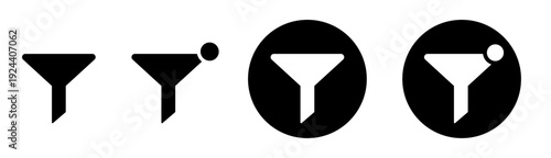 Filter funnel icon with active state badge. Sorting and refine control symbol for app UI dashboard, web interface navigation and data filtering design