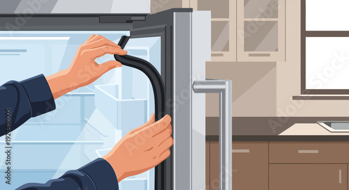 Person opening a refrigerator door in a modern kitchen showing fresh food storage.