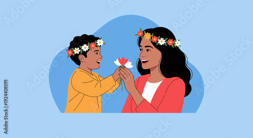 Man and Woman Sharing Flower.