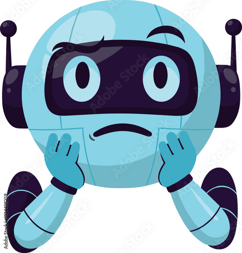 Cute robot character with sad expression