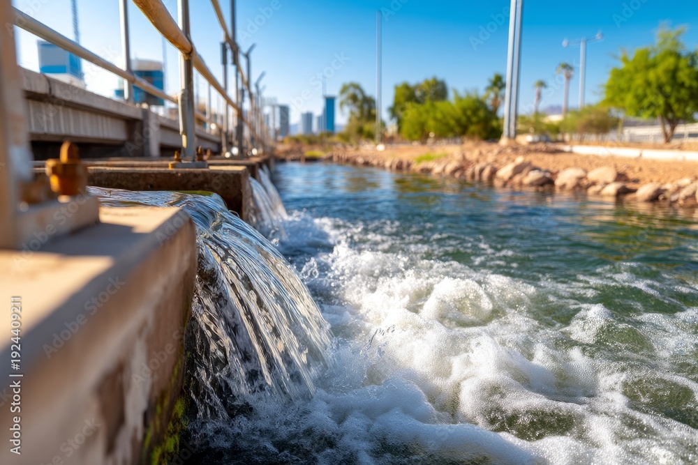 custom made wallpaper toronto digitalOverflowing Reservoir with Water Flowing Beyond Capacity During Daylight