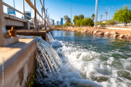 Wallpaper Mural Overflowing Reservoir with Water Flowing Beyond Capacity During Daylight Torontodigital.ca