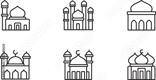 Mosque Architecture Line Vector Collection