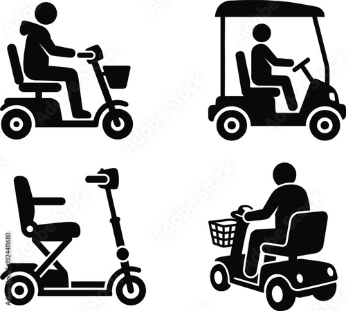 Mobility scooter icon for senior transportation and accessibility concept