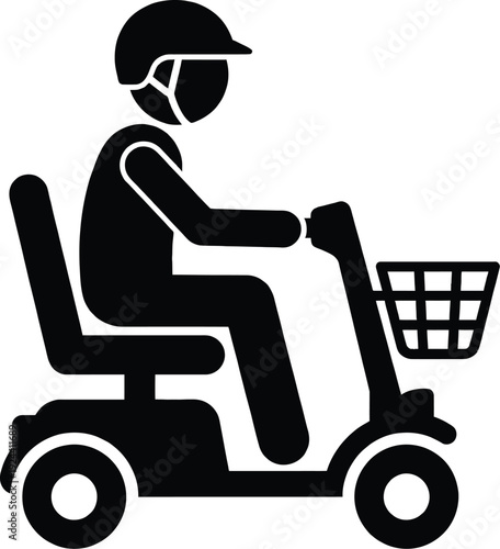Mobility scooter icon for senior transportation and accessibility concept