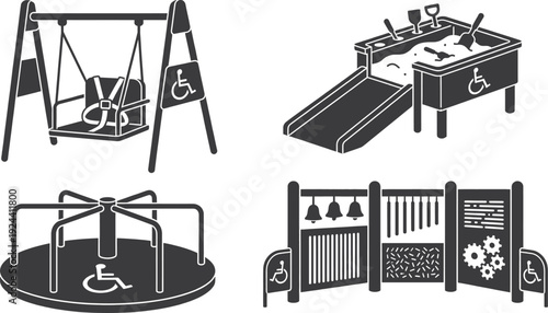 Wheelchair accessible playground equipment icon vector illustration