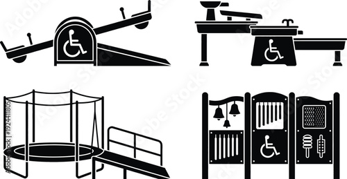 Wheelchair accessible playground equipment icon vector illustration