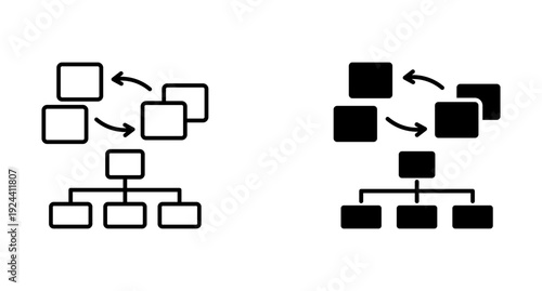 Restructuring icon set with style outline and solid. vector simple elements.
