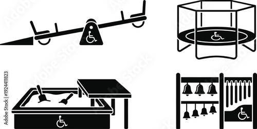 Wheelchair accessible playground equipment icon vector illustration