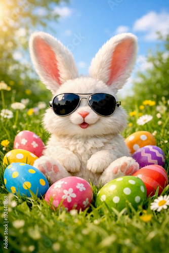 easter bunny and easter eggs