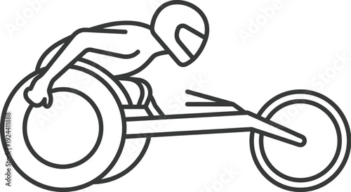 Racing wheelchair minimalist line art vector illustration