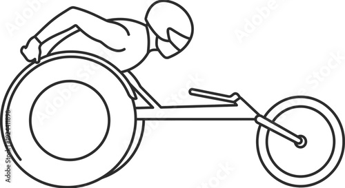 Racing wheelchair minimalist line art vector illustration