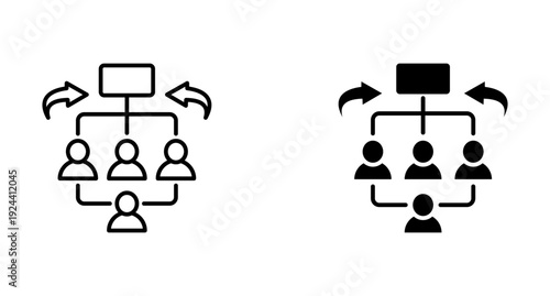 Reorganization icon set with style outline and solid. vector simple elements.