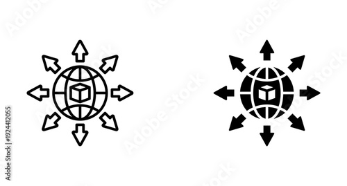 Expansion icon set with style outline and solid. vector simple elements.