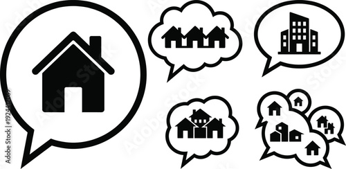 Real estate concept with house silhouette and soap bubbles