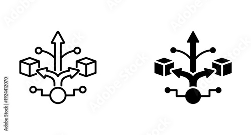 Diversification icon set with style outline and solid. vector simple elements.