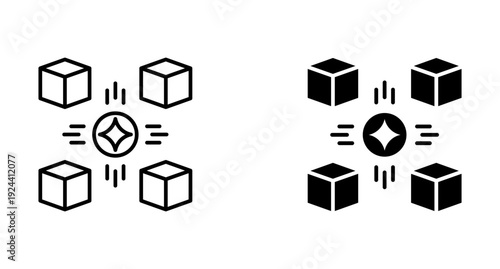 Centralization icon set with style outline and solid. vector simple elements.